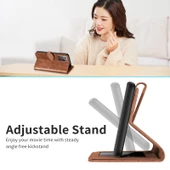 Samsung Galaxy Note20 Ultra Ağaç Desenli Deri Kılıf - Kahverengi - Yatay Flip thumbnail 7