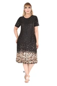 Melsay Butik Siyah Puanlı Leopar Desen A Kesim Midi Elbise thumbnail 3