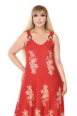 Melsay Butik Askılı V Yaka Narçiçeği Pano Desen Elbise - 5