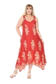 Melsay Butik Askılı V Yaka Narçiçeği Pano Desen Elbise - 2