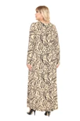 Melsay Butik Krem Yaprak Desen Uzun Kollu Kadın Tesettür Elbise thumbnail 6