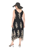 Melsay Butik Askılı V Yaka Siyah Pano Desen Elbise - 6