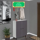 Kenzlife ayakkabılık galoş6 gribyz 53*080*32 kapaklı 6 raflı 24 çift ayakkabı kapasitesi - 1