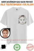 Kişiye Özel Karakalem Tişört - Fotoğraftan Baskılı Aile Portresi | %100 Pamuk Unisex Beyaz Tişört | Kadın Erkek Evcil Hayvan Tasarımlı Anlamlı Hediye v12 thumbnail 3