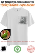 Kişiye Özel Karakalem Tişört | Fotoğraftan Baskı | Aile Evcil Hayvan Tasarım | %100 Pamuk Unisex Beyaz v4 thumbnail 8