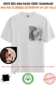 Kişiye Özel Karakalem Tişört | Fotoğraftan Baskı | Aile Evcil Hayvan Tasarım | %100 Pamuk Unisex Beyaz v4 thumbnail 7