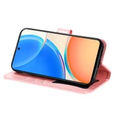 Yedi Yapraklı Çiçek Desenli Deri Telefon Kılıfı - Rose Gold - Honor X6/X8 5G thumbnail 5