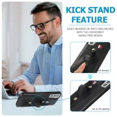 Samsung Galaxy S21 FE 5G Deri Cüzdan Kılıf - Siyah - Kayışlı thumbnail 6