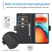 Xiaomi Redmi Note 10 Pro/Pro Max Manyetik Tokalı PU TPU Dikey Flip Deri Kılıf - Siyah thumbnail 6