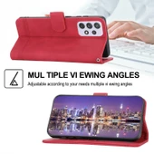 Samsung Galaxy A72 5G / 4G TPU ve PU Deri Telefon Kılıfı - Kırmızı thumbnail 6