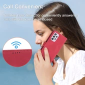 Samsung Galaxy A72 5G / 4G TPU ve PU Deri Telefon Kılıfı - Kırmızı thumbnail 7