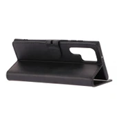 Samsung Galaxy S22 Ultra 5G Deri Telefon Kılıfı - Siyah - Kabartmalı Mutlu Kedi Deseni thumbnail 5