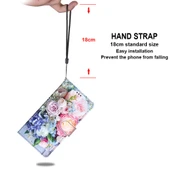 Xiaomi Redmi 9A PU Deri Kılıf - Açık Pembe Çiçek Desenli - Kart Yuvalı ve Askılı thumbnail 5