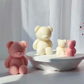 Epoksi Silikon Taş Tozu Beton Mum Kalıbı Büyük Boy Sevimli Ayıcık Kalıbı 7.8x7x6.7 CM - 2