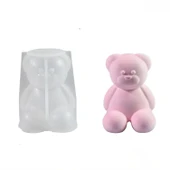 Epoksi Silikon Taş Tozu Beton Mum Kalıbı Büyük Boy Sevimli Ayıcık Kalıbı 7.8x7x6.7 CM - 1
