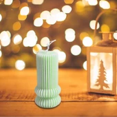 Epoksi Silikon Düz Çizgili Sütun Taş Tozu Ev Dekorasyonu Mum Kalıbı - 3