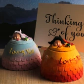 Silikon Deniz Kızı Temalı Loving You Yazılı Kapaklı Beton Çiçek Saksı Ve Mumluk Kalıbı - 3