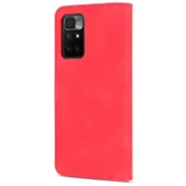 Kırmızı Deri Telefon Kılıfı - Xiaomi Redmi 10 - Kart Yuvalı ve Tutucu ile - Dikey Flip - 3