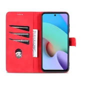 Kırmızı Deri Telefon Kılıfı - Xiaomi Redmi 10 - Kart Yuvalı ve Tutucu ile - Dikey Flip - 6