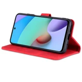 Kırmızı Deri Telefon Kılıfı - Xiaomi Redmi 10 - Kart Yuvalı ve Tutucu ile - Dikey Flip - 4
