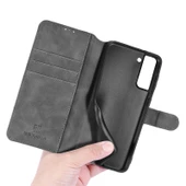 Samsung Galaxy S21+ 5G Retro Yağlı Yan Flip Kılıf - Gri thumbnail 7