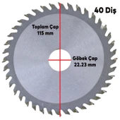 Daire Testere Ahşap Kesme Sunta Testeresi 115 mm 40 Diş (2 Adet) - 2