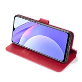 Xiaomi Redmi Note 9 4G Deri Kılıf - Kırmızı - Yatay Flip Tasarım - Kart Yuvalı ve Cüzdanlı thumbnail 5