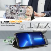 İki Sevimli Kedi Desenli Deri Telefon Kılıfı - Honor Magic5 Lite thumbnail 5