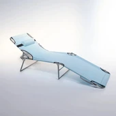 Kamp Yatağı Yastıklı Katlanır Şezlong Kampet Açık Mavi 1629 - 2