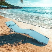 Kamp Yatağı Yastıklı Katlanır Şezlong Kampet Açık Mavi 1629 - 1