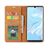 Huawei P30 Pro Deri Kılıf - Kahverengi - Manyetik - Kart Yuvalı ve Cüzdanlı - 4