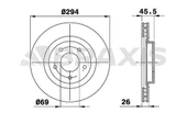 Braxis AE0316 Ae0316 Ön Fren Diski Jeep Compass Patriot Chrysler Sebring Dodge Caliber-4008-c4 Aircross 5105514aa - 1