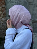 Pamuklu Soft İnci Desen Eşarp-Pudra - 1