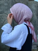 Pamuklu Soft İnci Desen Eşarp-Pudra - 6