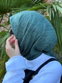 Pamuklu Soft İnci Desen Eşarp-Mint Yeşil - 1