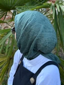 Pamuklu Soft İnci Desen Eşarp-Mint Yeşil - 2