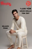 Hasyün Erkek Ter Emici Kaşındırmaz %100 Yün Uzun Kollu İçlik - 1