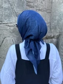 Pamuklu Soft İnci Desen Eşarp-Lacivert - 5