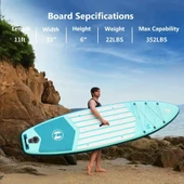 2 Yıl Garantili Hitabay Sup Paddle Board 335x84cm Şişme Sörf Tahtası D-ring Kamera Bağlantı Full Set thumbnail 2