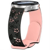 Huawei Watch Fit 3 İle Uyumlu FloraFlex Çiçek Desenli Silikon Kordon  Pudra - 2