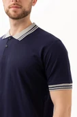 Hornet Polo Tişört - Şeritli Yaka ve Kol Detaylı Lacivert Erkek Polo Tişört Şık Tasarım thumbnail 4