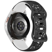 Huawei Watch GT2 GT3 42mm İle Uyumlu FloraFlex Çiçek Desenli Silikon Kordon  Siyah Beyaz thumbnail 3