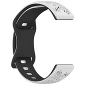 Huawei Watch GT2 GT3 42mm İle Uyumlu FloraFlex Çiçek Desenli Silikon Kordon  Beyaz thumbnail 4