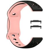 Huawei Watch Fit 3 İle Uyumlu FloraFlex Çiçek Desenli Silikon Kordon  Pudra - 4