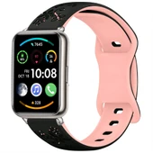 Huawei Watch Fit 2 İle Uyumlu FloraFlex Çiçek Desenli Silikon Kordon  Pudra thumbnail 6