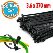 Plastik Cırt Kelepçe 3,6x370 mm 100 Adet Siyah Renk Zip Kablo Bağı Çok Amaçlı Bağlama Uzun - 1