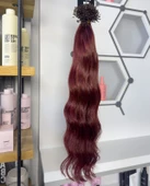 HairPim Professional (0.6 Gr) Şarap Kızılı 50 Adet 70 Cm Yeni Nesil Kaynak Gerçek Saç HP362 - 1