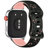 Huawei Watch Fit 3 İle Uyumlu FloraFlex Çiçek Desenli Silikon Kordon  Pudra - 3