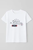 Kadın Bisiklet Yaka Baskılı Siyah T-shirt - 5