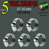 5 ADET Hortum Kelepçesi Tork Ayarlı 10x16 mm Paslanmaz Çelik Boru Metal Kelepçe Ayarlanabilir Klips - 6